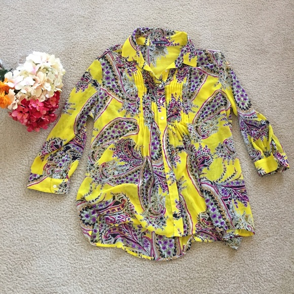 Chelsea&Theodore Bold Paisley Print Button Down XL - Picture 3 of 3